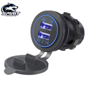 Cargador redondo USB doble puerto 3.1A para auto y bus con tapa