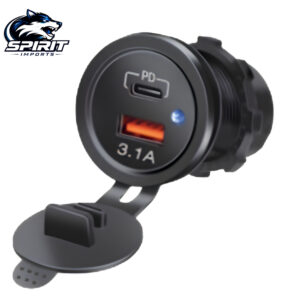 Cargador redondo para bus con puerto Tipo C y USB 3.1A